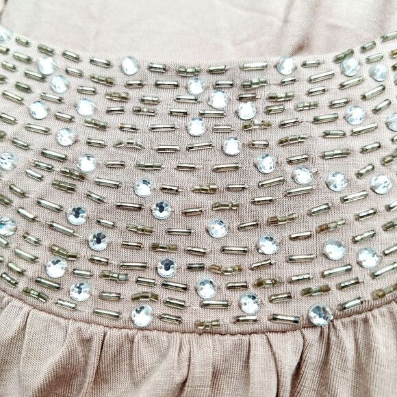 Cable & Gauge Pink Beaded Scoop Neck Tank Top Crystal Collar Sz M - Picture 5 of 14
